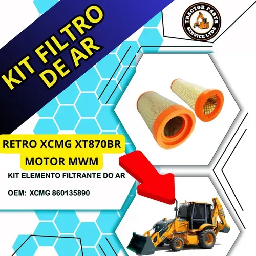 Cj Filtro Ar Retro Xcmg Xt870br Motor Mwm 860135890 (AF26613/AF26614) - Imagem 3