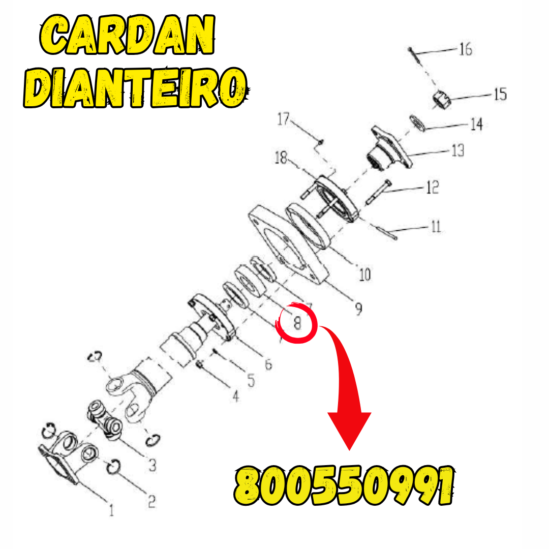 Rolamento do Cardan Dianteiro XCMG LW300KV / LW350KV 800550991 - Imagem 4