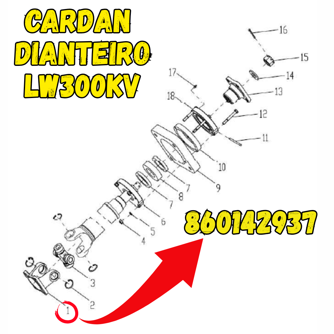 Garfo do Cardan Dianteiro XCMG LW300KV - 860142937 - Imagem 3